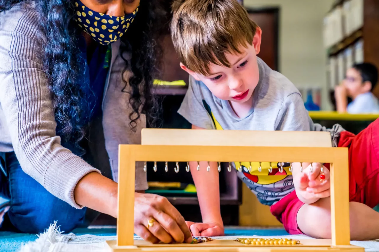 child at montessori school