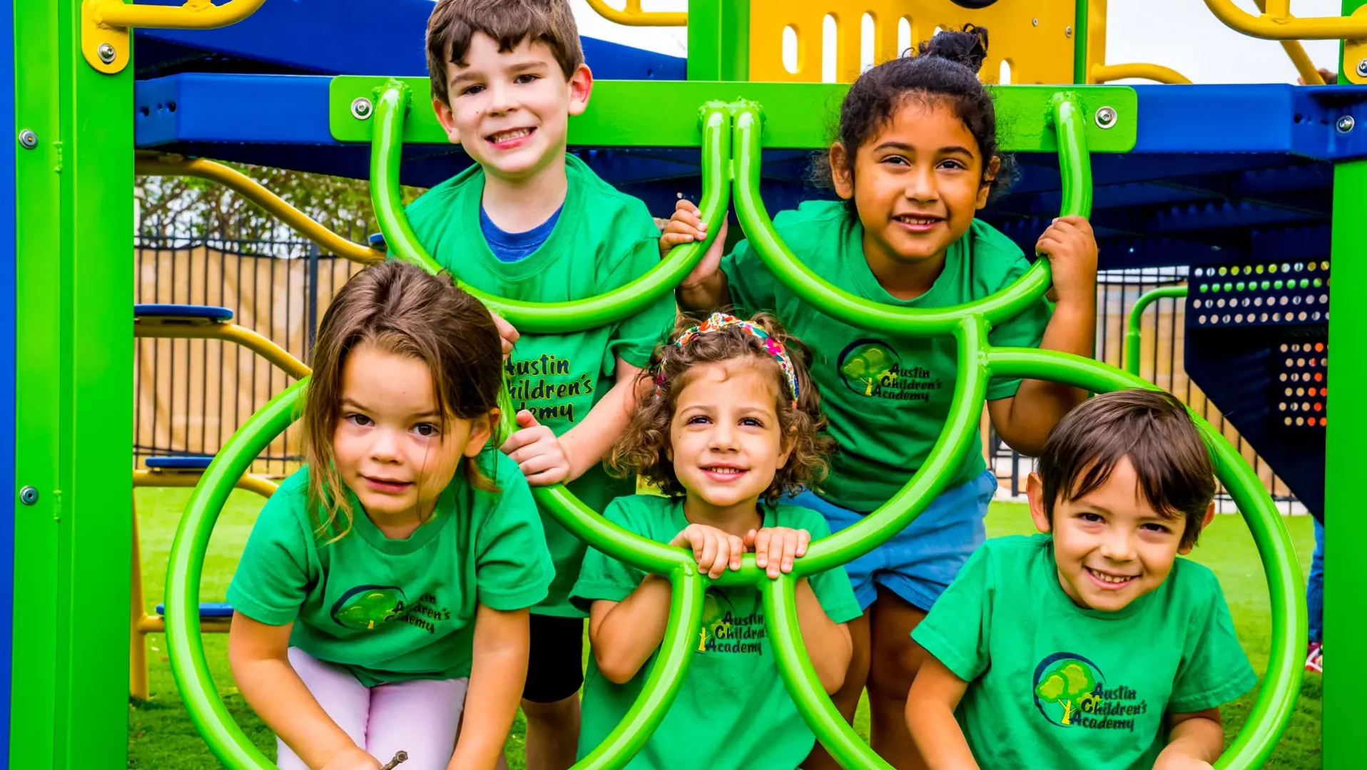 montessori kids on playground set