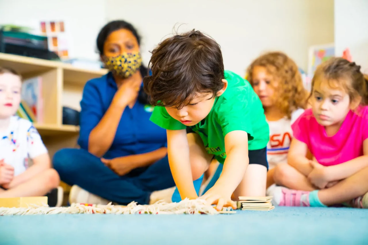 children at montessori school