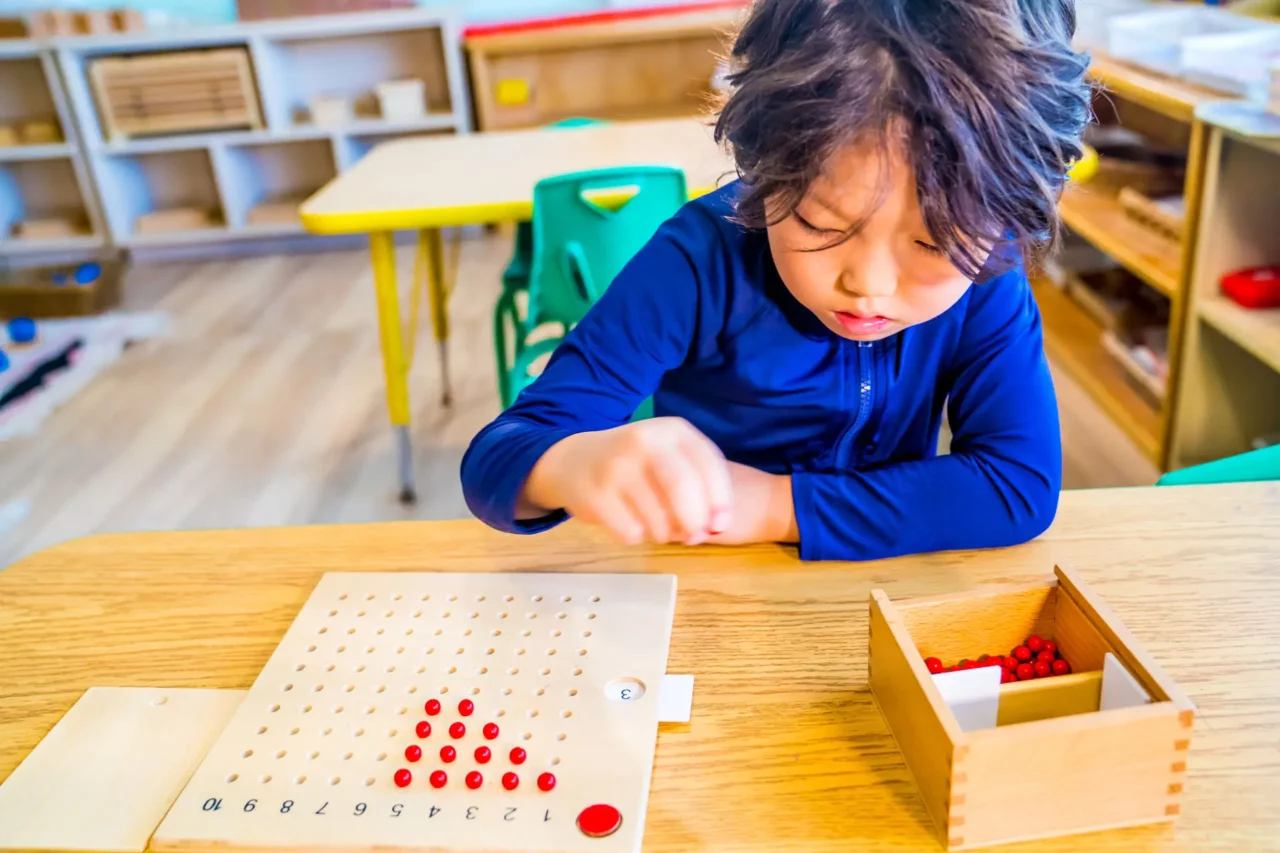 child at montessori school