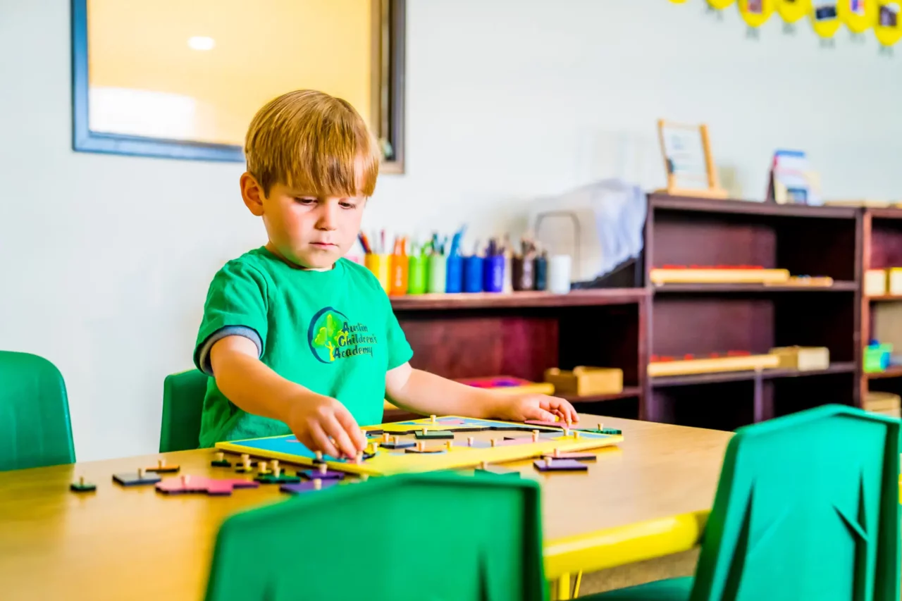 child at montessori school