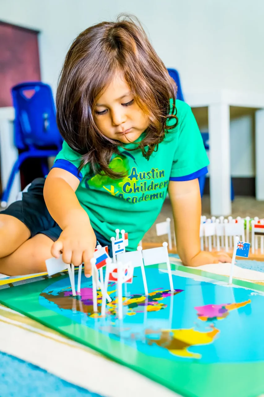 child at montessori school